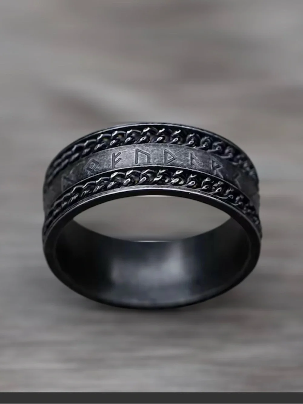Stainless steel rune ring size 11